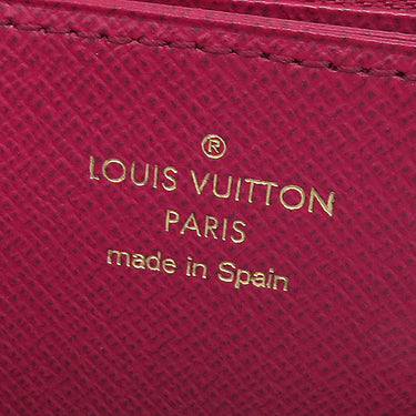 ルイヴィトン LOUIS VUITTON ジッピー ウォレット M41895 フューシャ モノグラムキャンバス 長財布 ゴールド金具 茶 赤 ラウンドファスナー