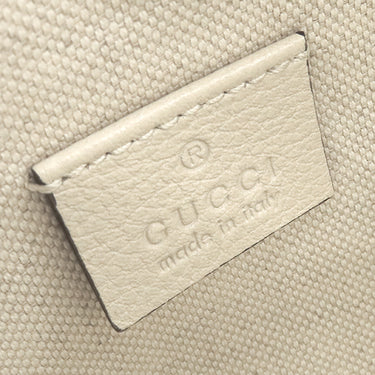 グッチ GUCCI ロゴ プリント 574803 アイボリー レザー ショルダーバッグ ゴールド金具 白 ミニ
