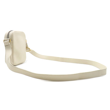 グッチ GUCCI ロゴ プリント 574803 アイボリー レザー ショルダーバッグ ゴールド金具 白 ミニ