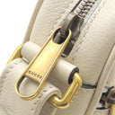 グッチ GUCCI ロゴ プリント 574803 アイボリー レザー ショルダーバッグ ゴールド金具 白 ミニ