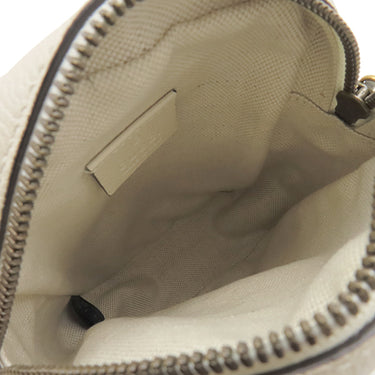 グッチ GUCCI ロゴ プリント 574803 アイボリー レザー ショルダーバッグ ゴールド金具 白 ミニ