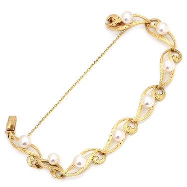 ミキモト MIKIMOTO あこやパール デザインブレス パールホワイト×イエローゴールド K14YG パール ブレスレット MIKIMOTO 真珠 アコヤパール 8粒 14K 14金 Au585