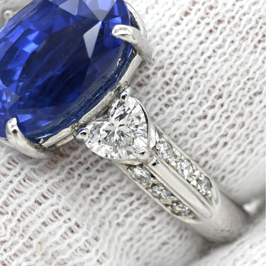 タサキ TASAKI サファイア ダイヤ 非加熱 スリランカ産 コーンフラワー ブルー×プラチナシルバー Pt900 サファイア ダイヤモンド リング 指輪 青 TASAKI プラチナ900 オーバル 14号