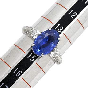 タサキ TASAKI サファイア ダイヤ 非加熱 スリランカ産 コーンフラワー ブルー×プラチナシルバー Pt900 サファイア ダイヤモンド リング 指輪 青 TASAKI プラチナ900 オーバル 14号