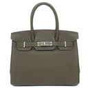 エルメス HERMES バーキン30 ヴェールマキ トゴ ハンドバッグ シルバー金具 グレイッシュグリーン