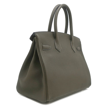 エルメス HERMES バーキン30 ヴェールマキ トゴ ハンドバッグ シルバー金具 グレイッシュグリーン