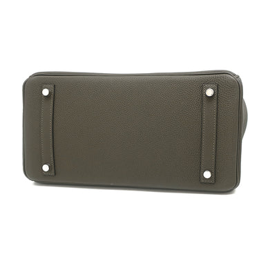 エルメス HERMES バーキン30 ヴェールマキ トゴ ハンドバッグ シルバー金具 グレイッシュグリーン