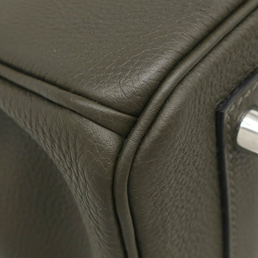 エルメス HERMES バーキン30 ヴェールマキ トゴ ハンドバッグ シルバー金具 グレイッシュグリーン