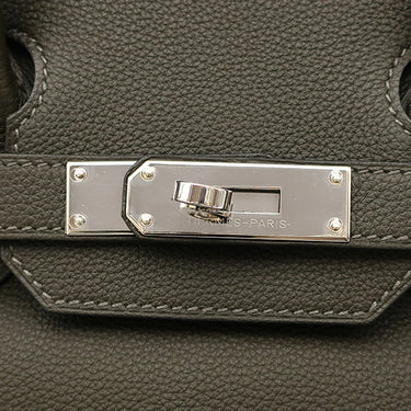エルメス HERMES バーキン30 ヴェールマキ トゴ ハンドバッグ シルバー金具 グレイッシュグリーン