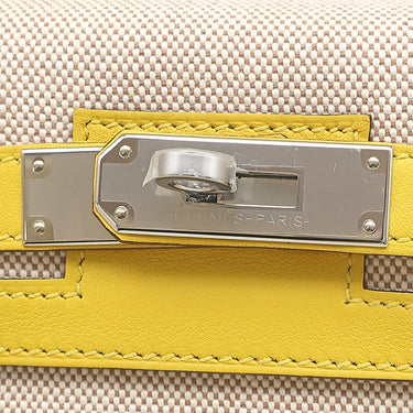 エルメス HERMES ケリー28 外縫い ナチュラル×ジョーヌナプル トワルアッシュ ヴォースイフト 2WAYバッグ シルバー金具 ハンドバッグ ショルダー