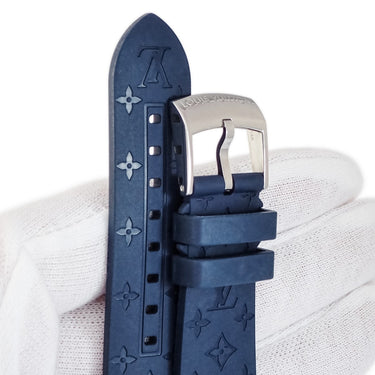 ルイヴィトン Louis Vuitton 純正 タンブール用 ラバーバンド ネイビー ラバー ステンレススチール 腕時計パーツ ベルト 純正SS製尾錠付き モノグラム 替え 17mm ネイビー 紺