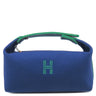 エルメス HERMES ブリッド ア ブラック PM マリン コットンキャンバス ポーチ シルバー金具 バニティ Hロゴ バス用ポーチ