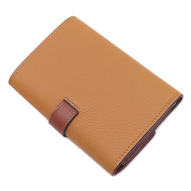 ロエベ LOEWE バーティカル ウォレット スモール ライトキャラメル×ピーカン カーフ ソフトグレインカーフ 三つ折り財布 シルバー金具 茶 アナグラム コンパクトウォレット