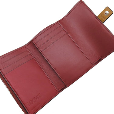 ロエベ LOEWE バーティカル ウォレット スモール ライトキャラメル×ピーカン カーフ ソフトグレインカーフ 三つ折り財布 シルバー金具 茶 アナグラム コンパクトウォレット