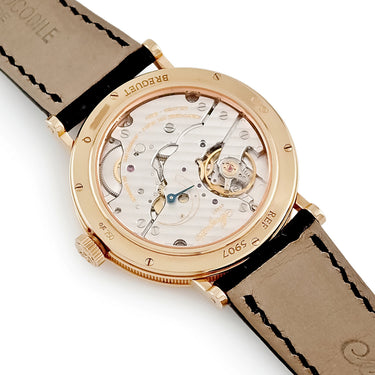 腕時計 ブレゲ BREGUET クラシック ツインバレル 5907BR/12/984 手巻き メンズ OH済 K18RG無垢 青針 ギョウシェ コインエッジ