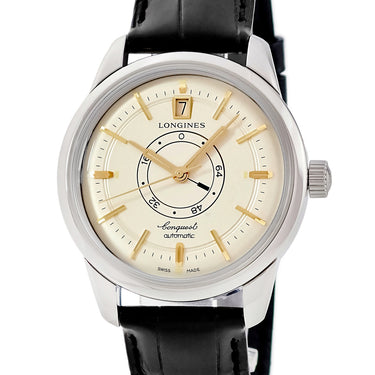 腕時計 ロンジン LONGINES コンクエスト ヘリテージ セントラル パワーリザーブ L1.648.4.78.2 自動巻き メンズ アイボリー デイト