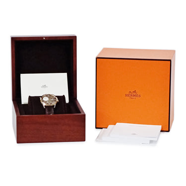 腕時計 エルメス HERMES スリム ドゥ エルメス GMT CA5.841 自動巻き メンズ 新品同様 K18PG×Ti コンビ ブラウン デイト