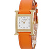 腕時計 エルメス HERMES Hウォッチ PM HH1.201e クオーツ レディース イエローGP ホワイト アラビア H型 スクエア