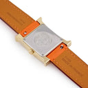 腕時計 エルメス HERMES Hウォッチ PM HH1.201e クオーツ レディース イエローGP ホワイト アラビア H型 スクエア