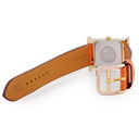 腕時計 エルメス HERMES Hウォッチ PM HH1.201e クオーツ レディース イエローGP ホワイト アラビア H型 スクエア