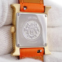 腕時計 エルメス HERMES Hウォッチ PM HH1.201e クオーツ レディース イエローGP ホワイト アラビア H型 スクエア