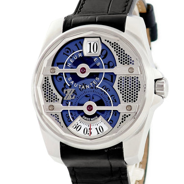 腕時計 ZZウォッチ ZZ Watches トルネード CYCLONE HEURES SAUTANTES 自動巻き メンズ ジャンピングアワー ブルー シルバー 限定
