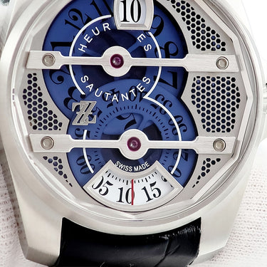 腕時計 ZZウォッチ ZZ Watches トルネード CYCLONE HEURES SAUTANTES 自動巻き メンズ ジャンピングアワー ブルー シルバー 限定