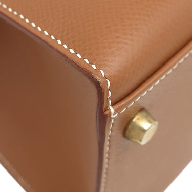 エルメス HERMES ケリー35 外縫い ゴールド クシュベル 2WAYバッグ ゴールド金具 茶 ハンドバッグ ショルダー