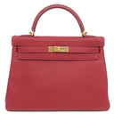 エルメス HERMES ケリー32 内縫い ルージュヴィフ トリヨンクレマンス 2WAYバッグ ゴールド金具 赤