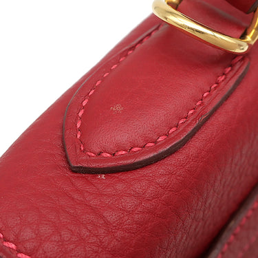 エルメス HERMES ケリー32 内縫い ルージュヴィフ トリヨンクレマンス 2WAYバッグ ゴールド金具 赤