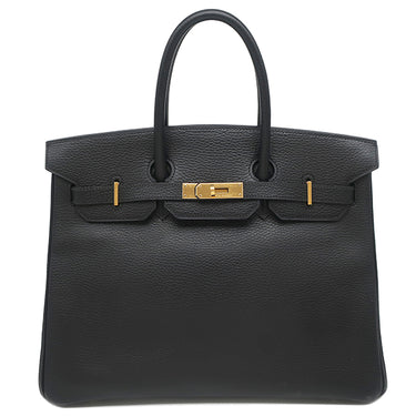 エルメス HERMES バーキン35 ブラック アルデンヌ ハンドバッグ ゴールド金具 黒