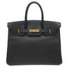 エルメス HERMES バーキン35 ブラック アルデンヌ ハンドバッグ ゴールド金具 黒