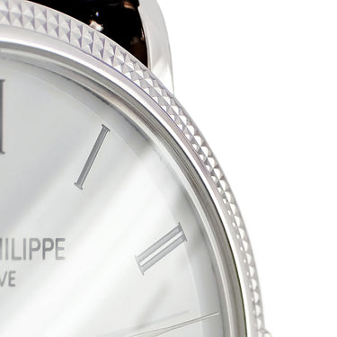 腕時計 パテックフィリップ PATEK PHILIPPE カラトラバ 5119G-001 手巻き メンズ OH済 K18WG無垢 白 ローマン クル・ド・パリベゼル