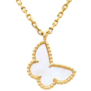 ヴァンクリーフアーペル Van Cleef & Arpels スウィート パピヨン ペンダント VCARF69300 パールホワイト×イエローゴールド K18YG マザーオブパール ネックレス 白 VCA 750 YG 18K シェル