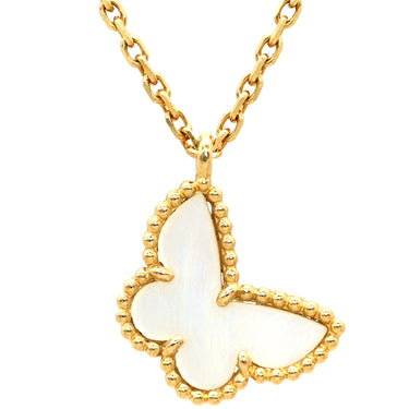ヴァンクリーフアーペル Van Cleef & Arpels スウィート パピヨン ペンダント VCARF69300 パールホワイト×イエローゴールド K18YG マザーオブパール ネックレス K18 18K YG マザーオブパール 蝶 蝶々