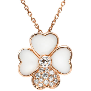 ヴァンクリーフアーペル Van Cleef & Arpels コスモス クリップ ネックレス ミディアム パールホワイト×ピンクゴールド K18PG ダイヤモンド マザーオブパール ネックレス 18K PG RG ダイヤモンド パール ブローチ