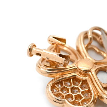 ヴァンクリーフアーペル Van Cleef & Arpels コスモス クリップ ネックレス ミディアム パールホワイト×ピンクゴールド K18PG ダイヤモンド マザーオブパール ネックレス 18K PG RG ダイヤモンド パール ブローチ