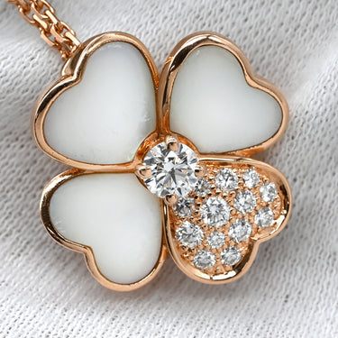 ヴァンクリーフアーペル Van Cleef & Arpels コスモス クリップ ネックレス ミディアム パールホワイト×ピンクゴールド K18PG ダイヤモンド マザーオブパール ネックレス 18K PG RG ダイヤモンド パール ブローチ