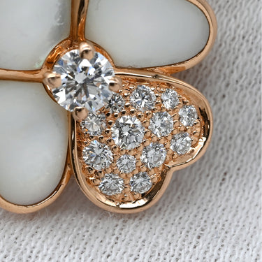 ヴァンクリーフアーペル Van Cleef & Arpels コスモス クリップ ネックレス ミディアム パールホワイト×ピンクゴールド K18PG ダイヤモンド マザーオブパール ネックレス 18K PG RG ダイヤモンド パール ブローチ