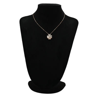 ヴァンクリーフアーペル Van Cleef & Arpels コスモス クリップ ネックレス ミディアム パールホワイト×ピンクゴールド K18PG ダイヤモンド マザーオブパール ネックレス 18K PG RG ダイヤモンド パール ブローチ