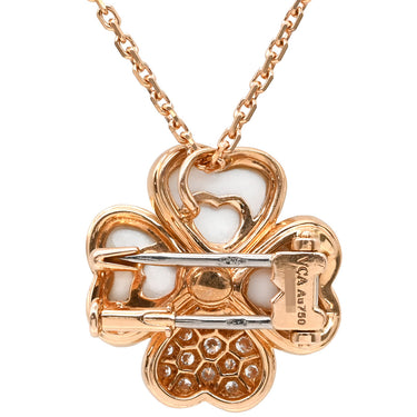 ヴァンクリーフアーペル Van Cleef & Arpels コスモス クリップ ネックレス ミディアム パールホワイト×ピンクゴールド K18PG ダイヤモンド マザーオブパール ネックレス 18K PG RG ダイヤモンド パール ブローチ