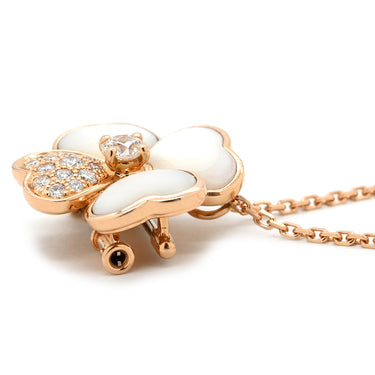 ヴァンクリーフアーペル Van Cleef & Arpels コスモス クリップ ネックレス ミディアム パールホワイト×ピンクゴールド K18PG ダイヤモンド マザーオブパール ネックレス 18K PG RG ダイヤモンド パール ブローチ