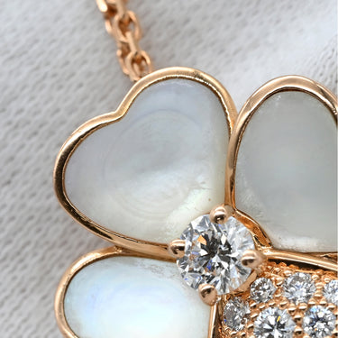 ヴァンクリーフアーペル Van Cleef & Arpels コスモス クリップ ネックレス ミディアム パールホワイト×ピンクゴールド K18PG ダイヤモンド マザーオブパール ネックレス 18K PG RG ダイヤモンド パール ブローチ