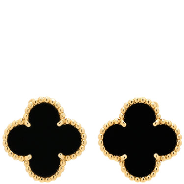 ヴァンクリーフアーペル Van Cleef & Arpels ヴィンテージ アルハンブラ VCARA44200 ブラック×イエローゴールド K18YG オニキス ピアス VCA 黒 750YG 18K オニキス