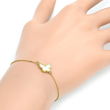 ヴァンクリーフアーペル Van Cleef & Arpels スウィート パピヨン VCARF69000 ホワイト×イエローゴールド K18YG マザーオブパール ブレスレット VCA 白 Au750 18K