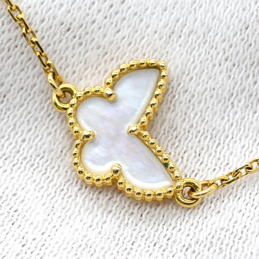 ヴァンクリーフアーペル Van Cleef & Arpels スウィート パピヨン VCARF69000 ホワイト×イエローゴールド K18YG マザーオブパール ブレスレット VCA 白 Au750 18K
