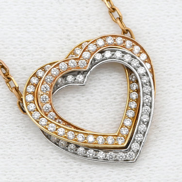 カルティエ Cartier トリニティ ハート ダイヤモンド イエローゴールド×ピンクゴールド×ホワイトゴールド K18YG K18PG K18WG ダイヤモンド ネックレス 750 18K 3カラー 3ゴールド フルダイヤ