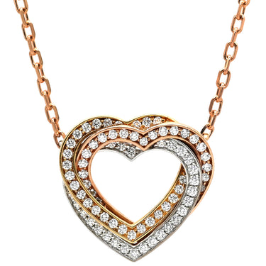 カルティエ Cartier トリニティ ハート ダイヤモンド イエローゴールド×ピンクゴールド×ホワイトゴールド K18YG K18PG K18WG ダイヤモンド ネックレス 750 18K 3カラー 3ゴールド フルダイヤ