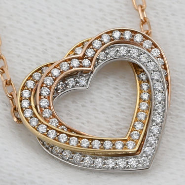 カルティエ Cartier トリニティ ハート ダイヤモンド イエローゴールド×ピンクゴールド×ホワイトゴールド K18YG K18PG K18WG ダイヤモンド ネックレス 750 18K 3カラー 3ゴールド フルダイヤ
