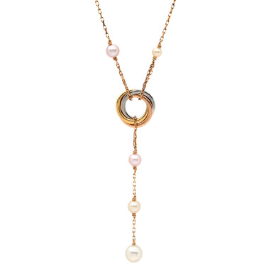 カルティエ Cartier トリニティ パール パールホワイト×イエローゴールド×ホワイトゴールド×ピンクゴールド K18YG K18WG K18PG パール ネックレス 3カラー 3ゴールド Au750 18K 18金 ドロップ